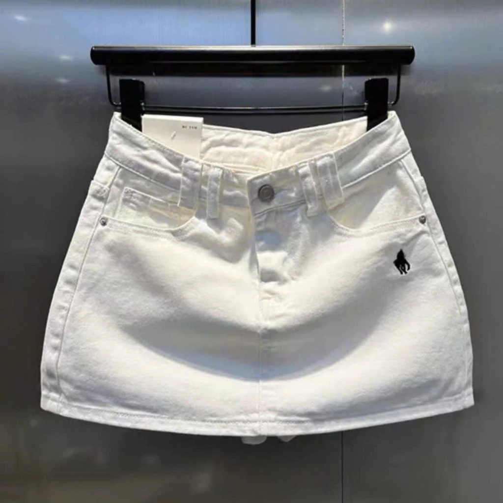 Chân Váy Jean Ngắn Vải Cotton Mềm Mát  Dày Dặn Túi Thêu Hình Nổi Có Lót Quần CV118