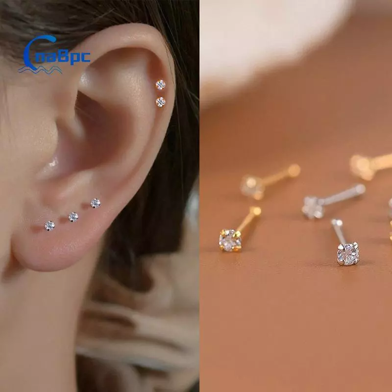 < CnaBpc > 1 Chiếc Bông Tai Zircon Thép Titan Cho Nữ Tiệc Bé Gái Mới Mỹ Món Quà Trang Sức Mới