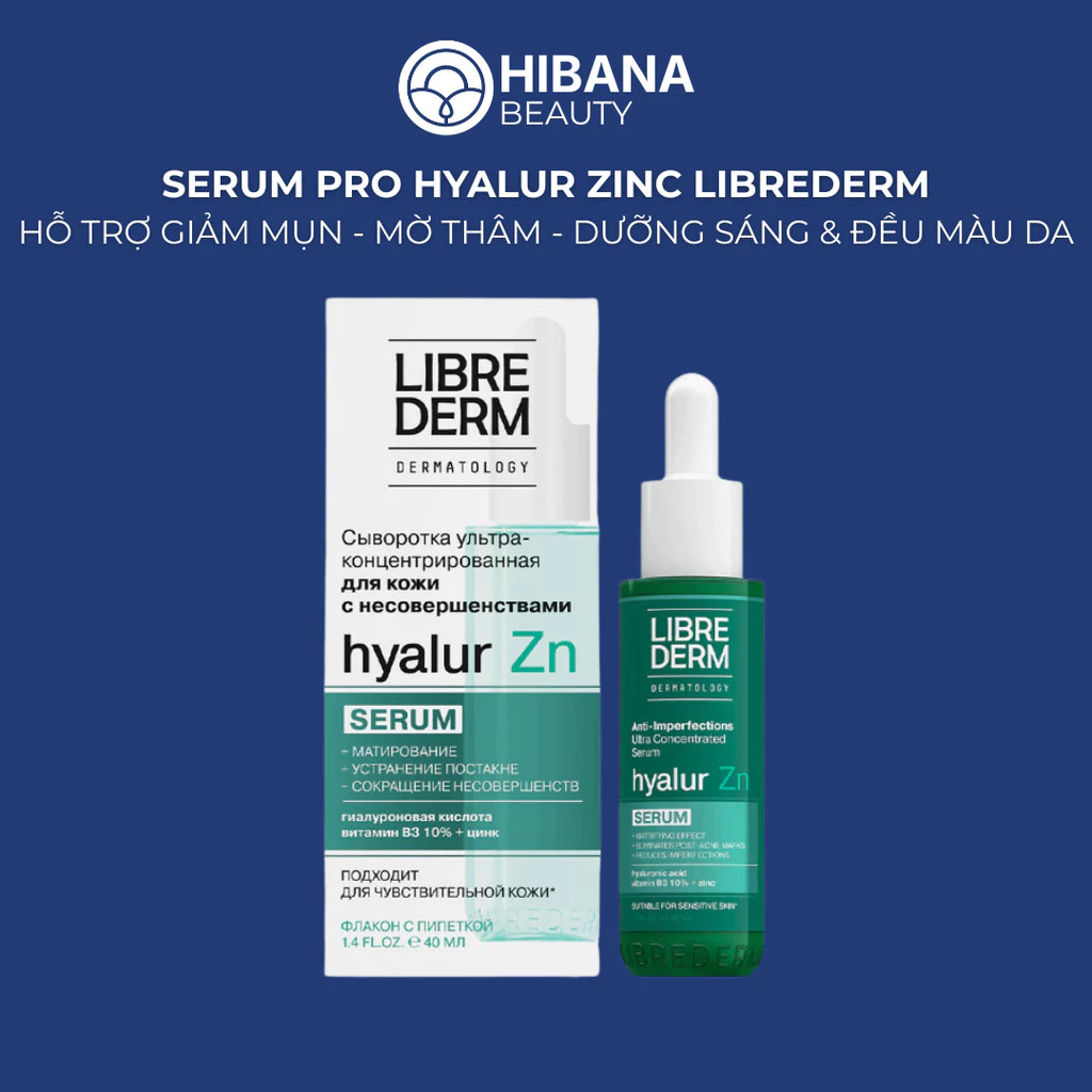 Serum Pro Hyalur ZinC Librederm, Giúp Hỗ Trợ Giảm, Ngừa Mụn, Dưỡng Sáng & Làm Đều Màu Da | 40ML