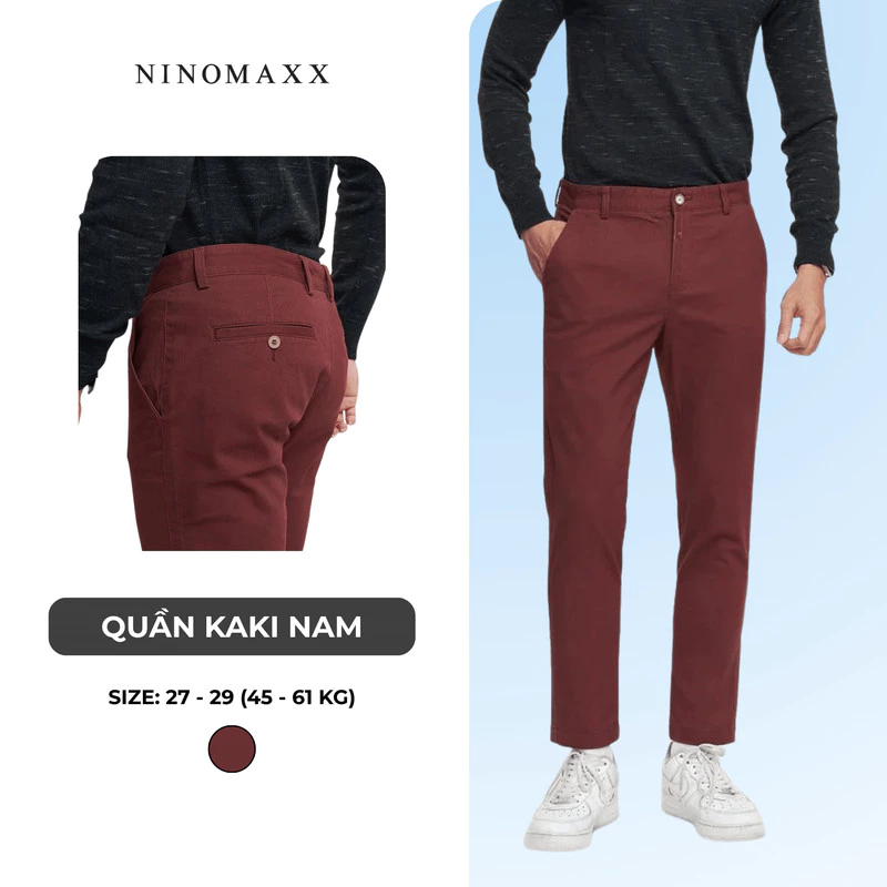 [CÒN ĐỎ BẠC ĐÔ] Quần Khaki Nam Quần Dài Cotton N&M NINOMAXX Đỏ Đô 1804083