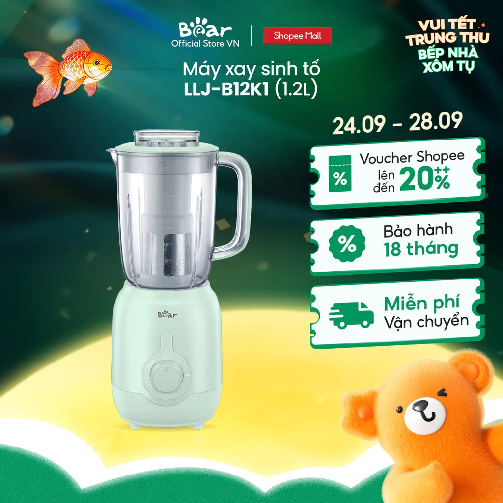 Máy xay sinh tố 1.2L Bear LLJ-B12K1 - Hàng Chính Hãng