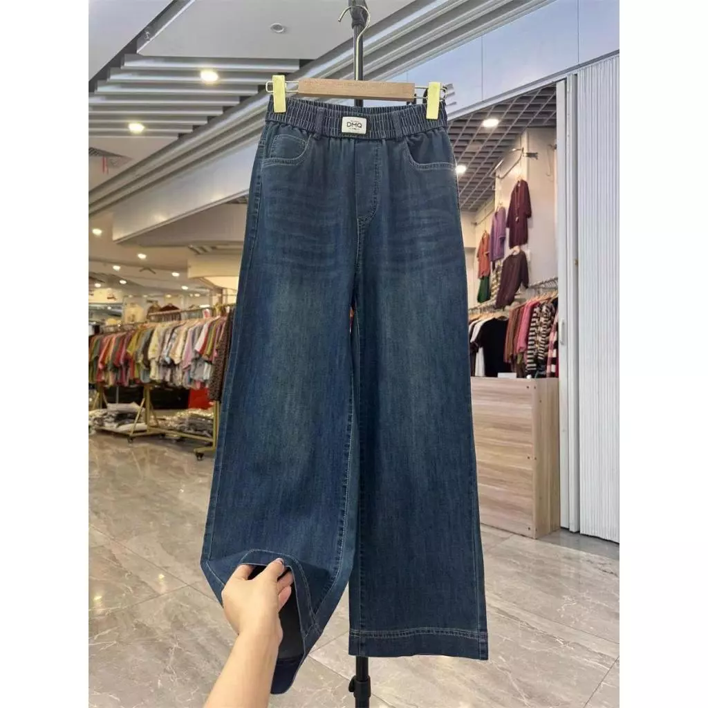 Quần Jeans nữ BigSize ống rộng suông ONEFA cạp chun dễ mặc, thoải mái, mềm mại, trẻ trung hiện đại, size S-3XL [QJF005]