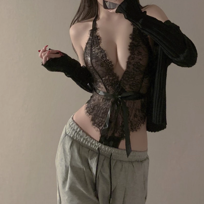 Bộ Ngủ Jumpsuit Ren - Sexy Gợi Cảm Nữ Tính Sang Trọng Quyến Rũ Dễ Thương Mã 5040 B60307