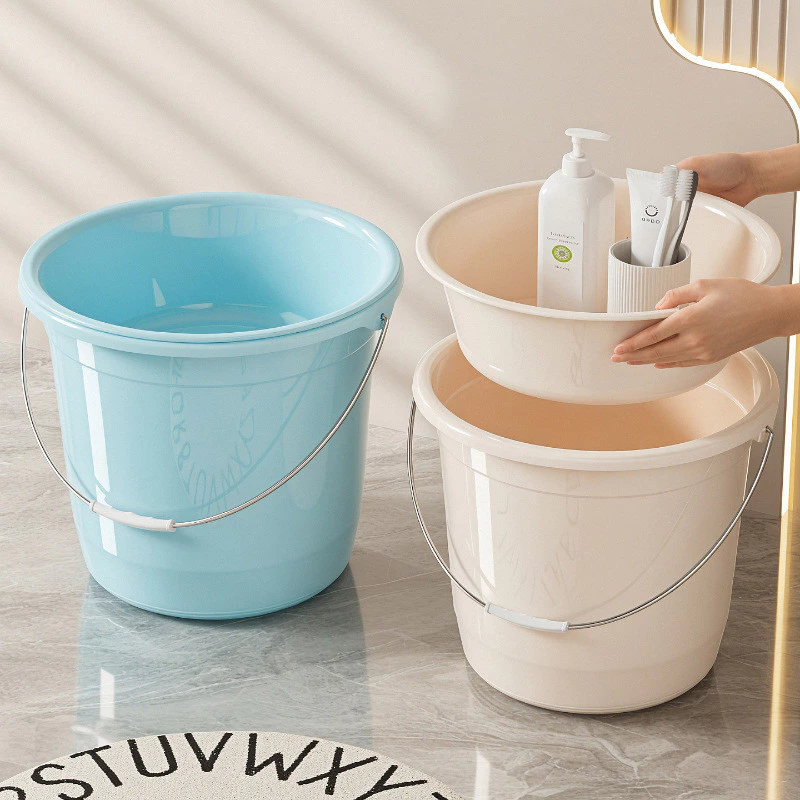 [Sản phẩm mới] Xô nhựa dày Hộ gia đình Xô đựng đồ di động Giặt bồn tắm Xô tắm Hộ gia đình Ký túc xá sinh viên Sử dụng Bộ chậu xô