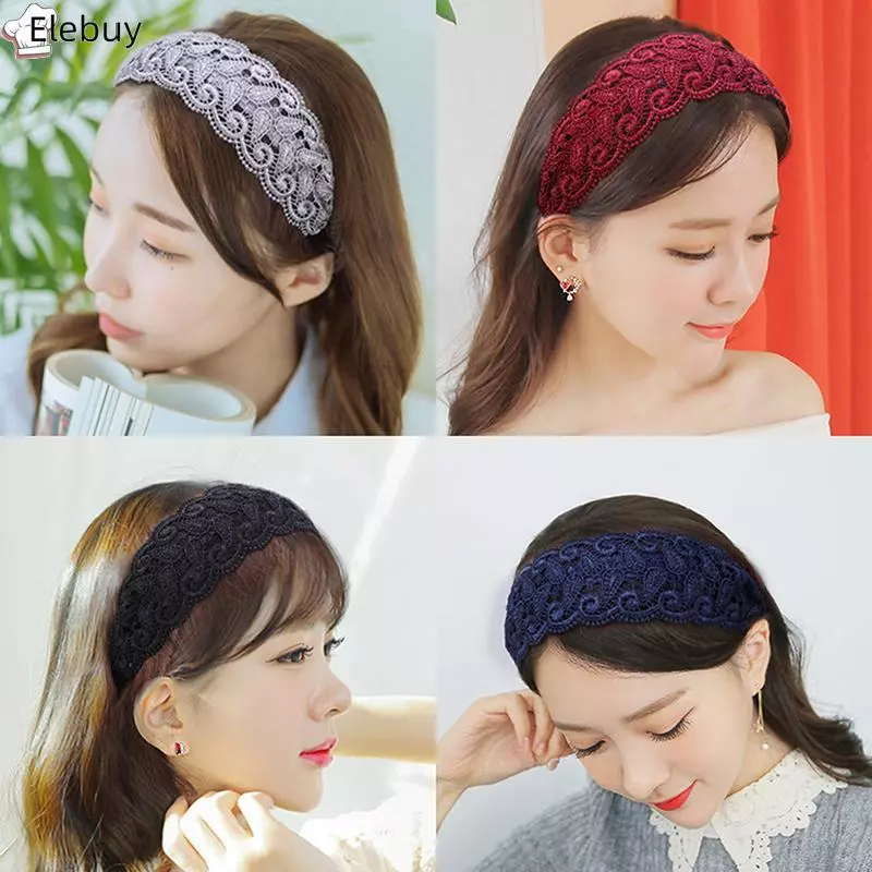 [Ele-T] Phong Cách Hàn Quốc Thời Trang Tính Khí Đầu Quấn Ren Hoa Băng Đô Quấn Tóc Cho Nữ Tóc Rộng Vòng Chống Trơn Trượt Thanh Lịch Vintage