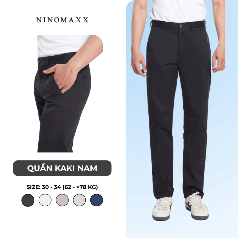 Quần Kaki Nam Ninomaxx Form Tapered SOFTBRUSH Siêu Mịn Thoáng Khí Co Giãn Nhẹ 2507001