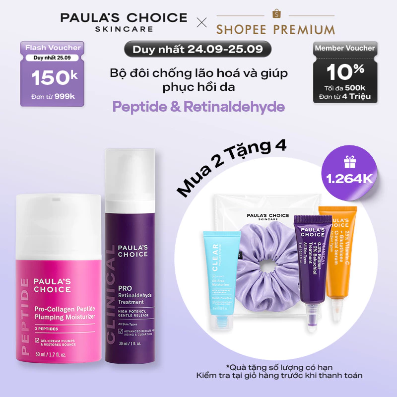Bộ đôi chống lão hoá, phục hồi da Paula's Choice Pro-collagen Peptide và Pro Retinaldehyde- 1510-1501