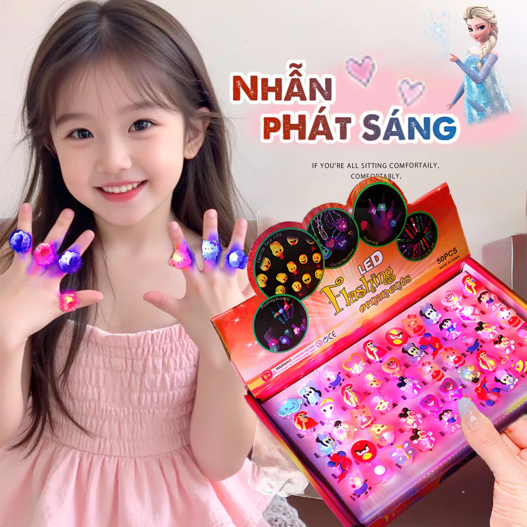 Set 2 Nhẫn Phát Sáng Hoạt Hình đồ chơi trẻ em làm quà tặng học sinh trong học tập - EUNIO