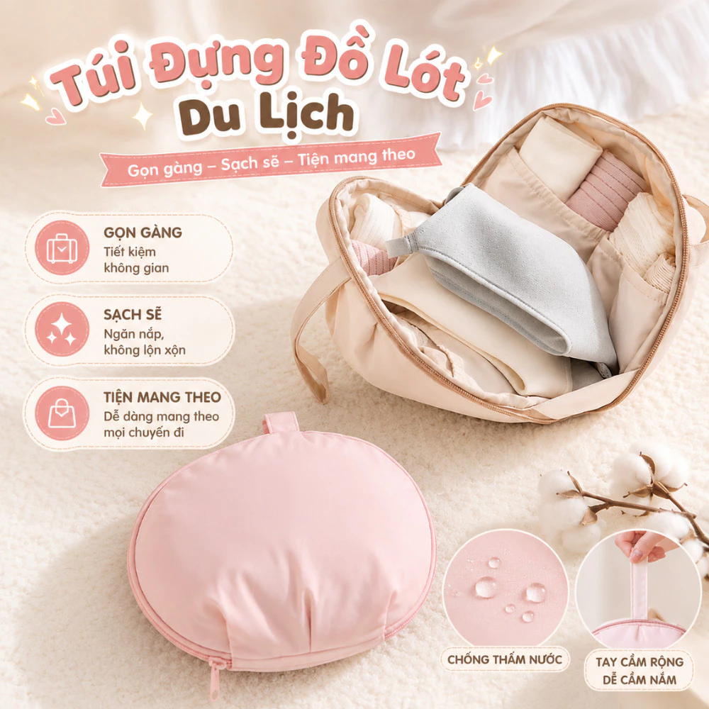 Túi Đựng Đồ Lót Du Lịch TORO Chống Thấm Nhiều Ngăn Tay Cầm Tiện Lợi Vải Oxford Đựng Đồ Cá Nhân