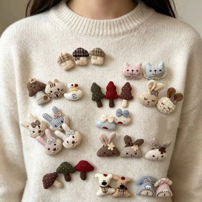 Phụ kiện vải ngọt ngào Trâm thêu búp bê dễ thương
