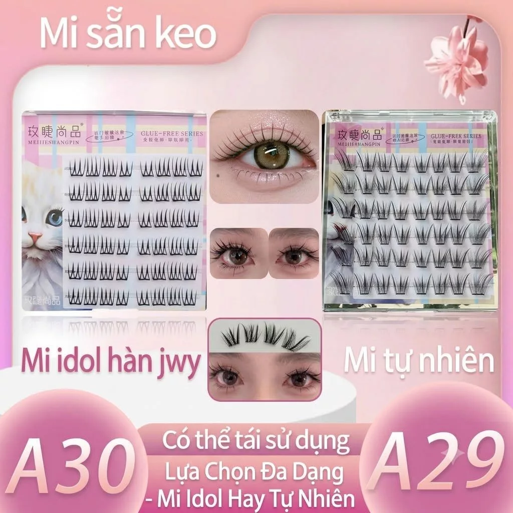 Lông Mi Sợi Tự Nhiên Có Sẵn Keo Tự Dính Mi IDol Mai Toét