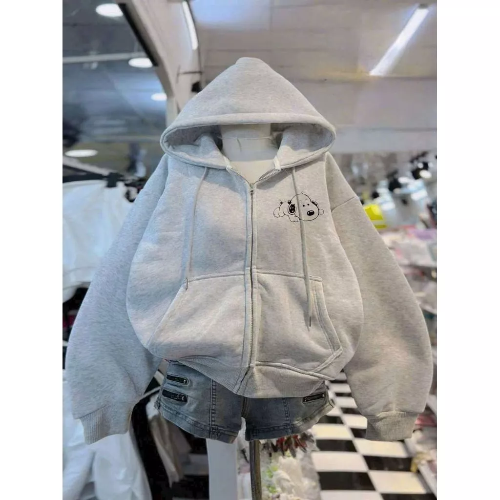 ( RẺ VÔ ĐỊCH ) Áo khoác hoodie zip nỉ dày dặn, freesize nam nữ, gấu bông đáng yêu, giá cực rẻ - THUBASSTORE!