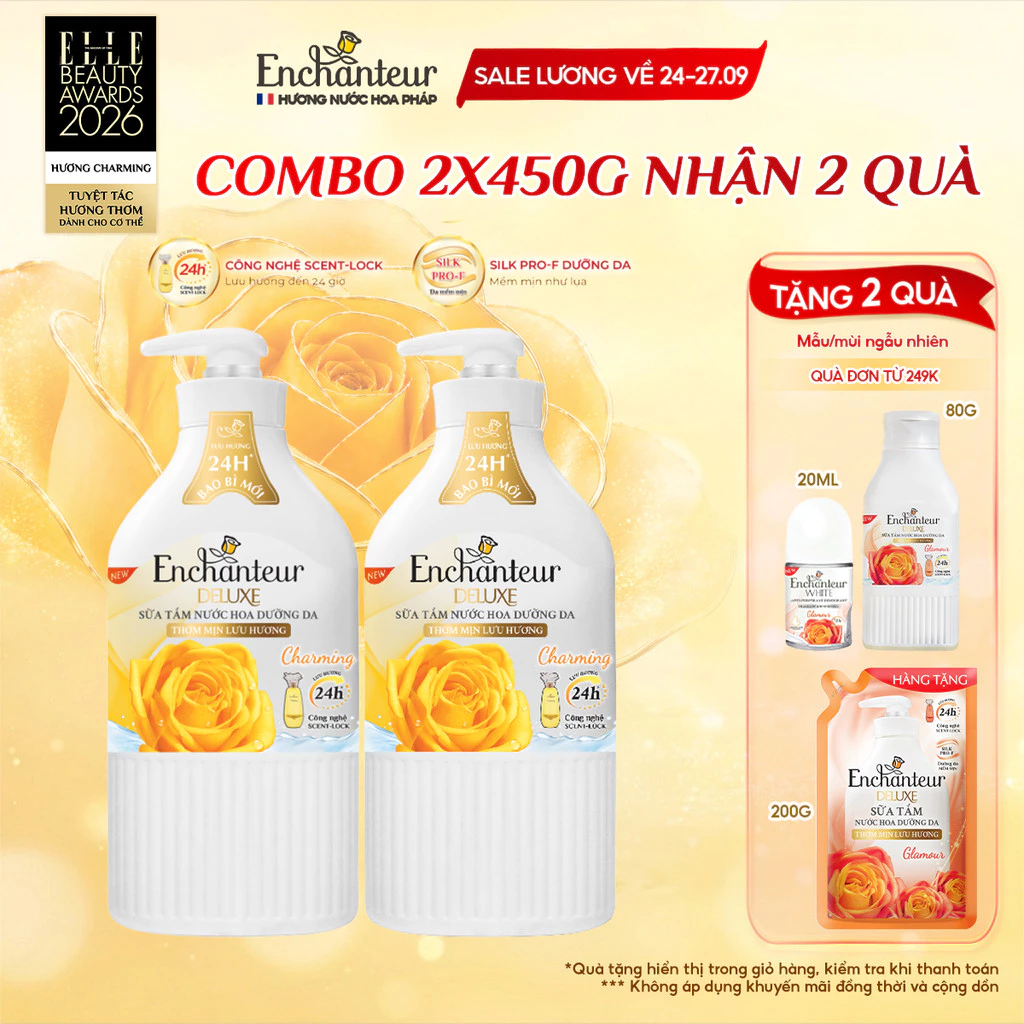 Combo 2 Sữa tắm nước hoa dưỡng da Enchanteur Charming (450g x 2)