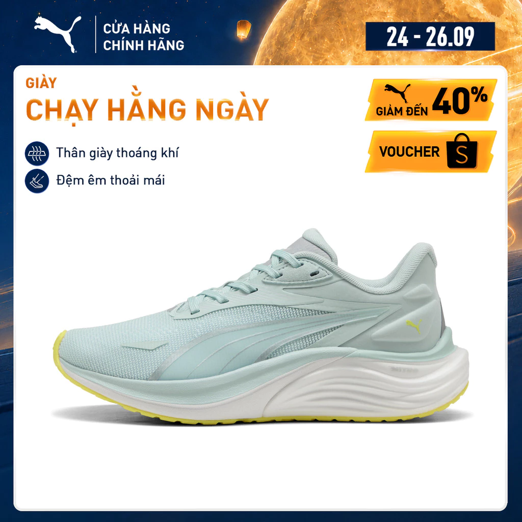 Giày Chạy Bộ PUMA Nữ Electrify NITRO 4 Wns Fresh Water-Lemon Crush-Silver Màu Xanh