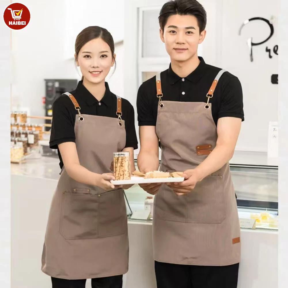 Tạp dề vải bố nhà bếp, trang phục làm việc chống thấm nước dành cho nhà hàng, unisex.