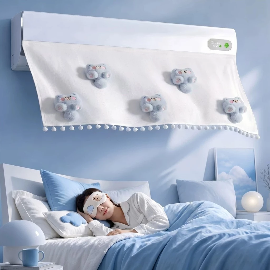 [Sản phẩm mới] Tấm rèm kính chắn gió điều hòa không khí Máy treo tường thổi trực tiếp Vỏ chống bụi Confinement Rèm chặn vải lanh Cotton đặc biệt