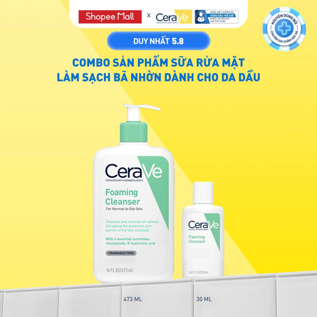 Bộ sản phẩm CeraVe Foaming Cleanser deal độc quyền trên gian hàng Shopee