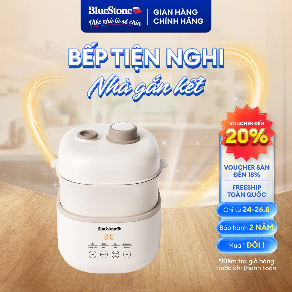 Nồi Nấu Chậm Bluestone SCB-6119 -1 Lít - 200W - Điều khiển cảm ứng - Bảo Hành 2 Năm