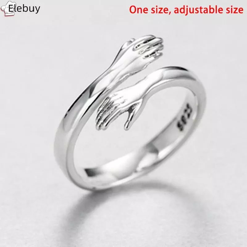 [Ele-T] Nhẫn ôm tình yêu bằng bạc 925 Nhẫn mở dòng chảy thời trang cổ điển