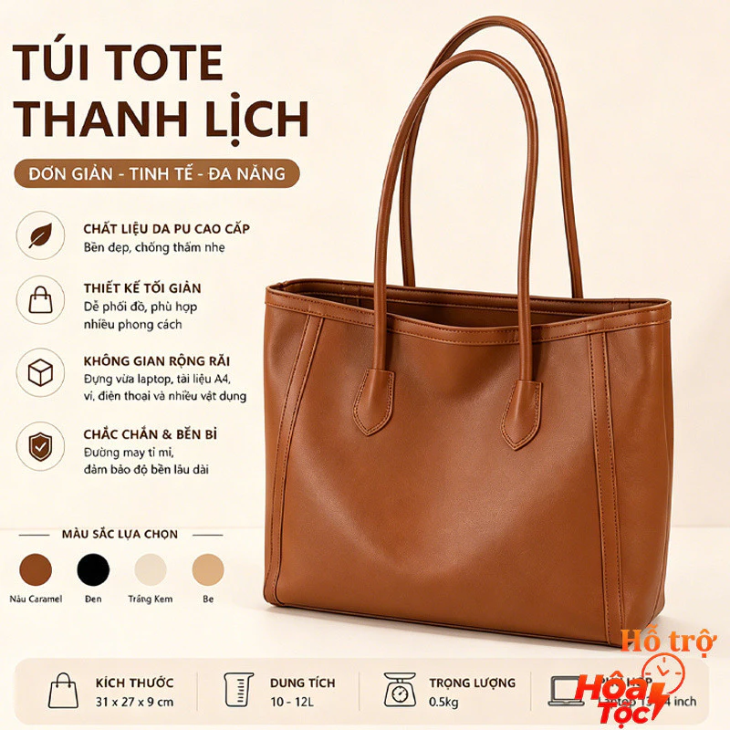Túi Xách Nữ Tote Cỡ Lớn Đựng Vừa A4 Laptop Chất Da Cao CấpTúi Tote Đeo Vai Kẹp Nách Nữ Mềm Bền.s1157