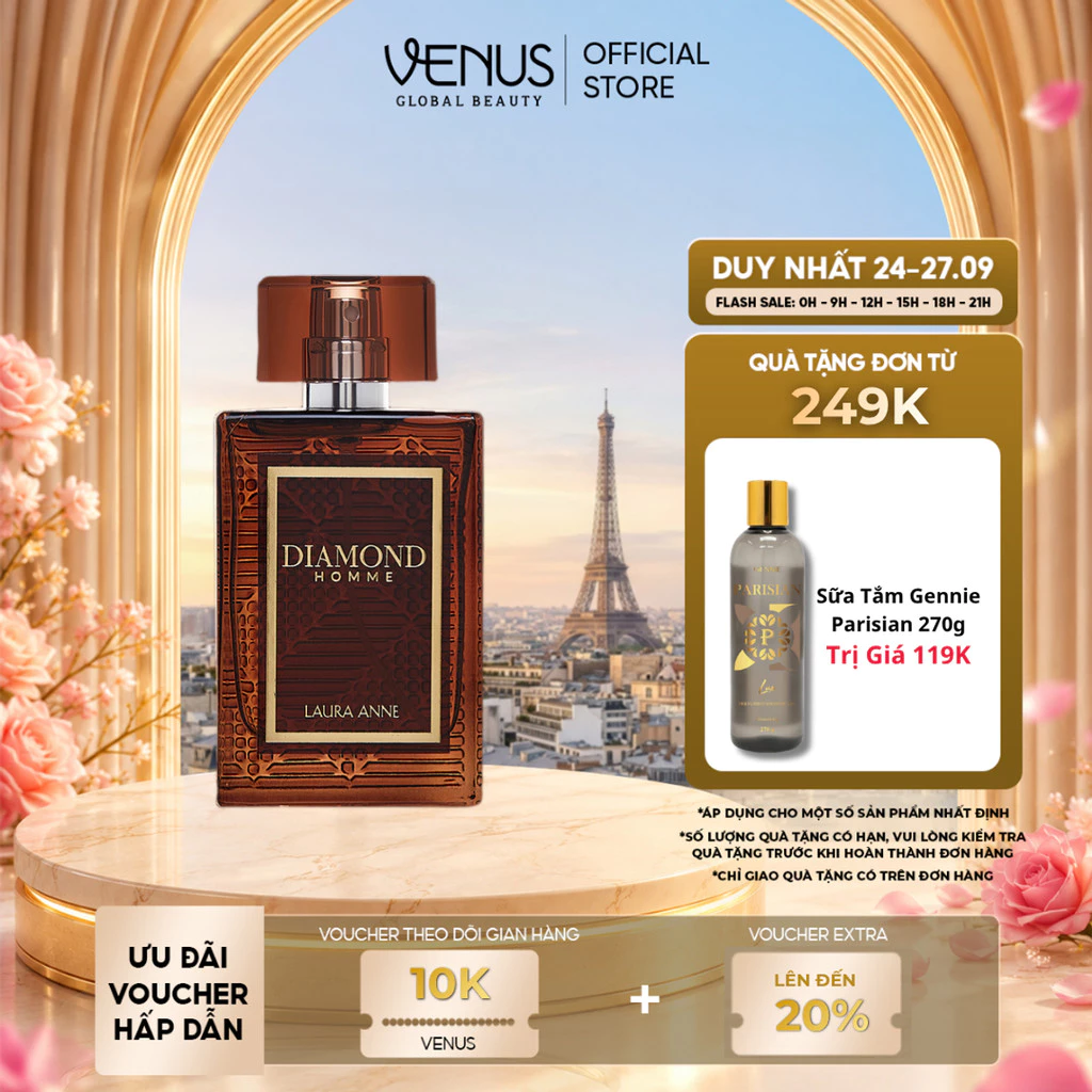 [MUA LÀ CÓ QUÀ] Nước Hoa Nam Diamond Homme Brown Hương Thơm Nam Tính, Lịch Lãm 45ml