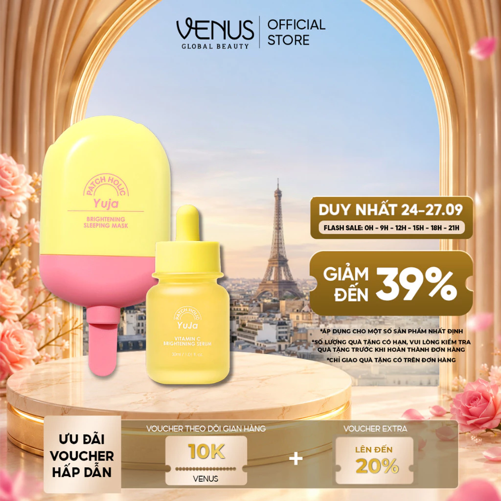 Bộ Đôi Sáng Da Serum Vitamin C & Mặt Nạ Ngủ Trái Yuja Patch Holic Dưỡng Sáng, Cấp Ẩm Chuyên Sâu - THUẦN CHAY