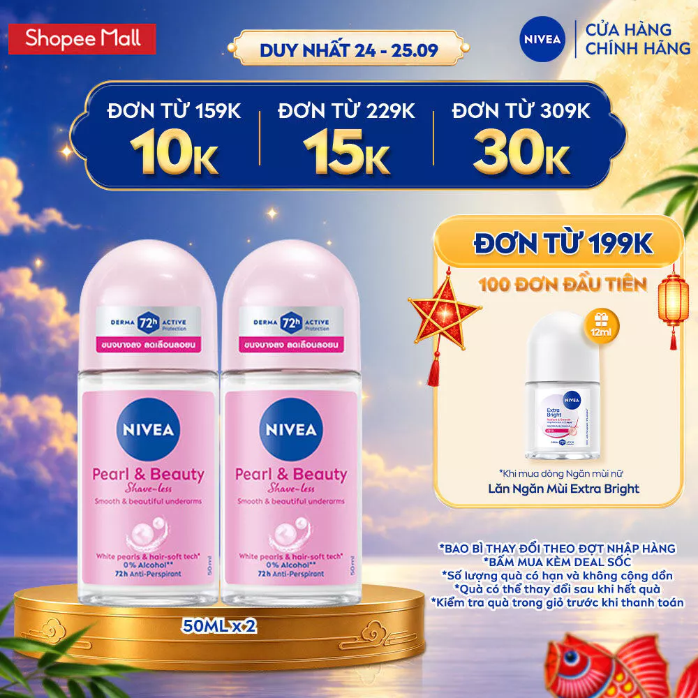 Bộ 2 Lăn Ngăn Mùi NIVEA Pearl&Beauty Shaveless Ngọc Trai | Mịn Mượt Da (50 ml) - 98500