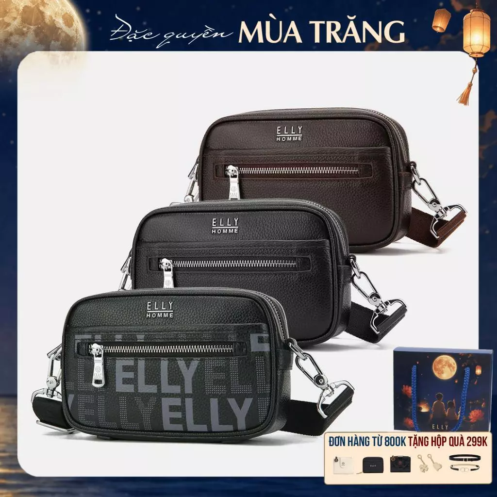 Túi clutch nam da thật ELLY HOMME ECM26 túi cầm tay đeo chéo cao cấp thời trang