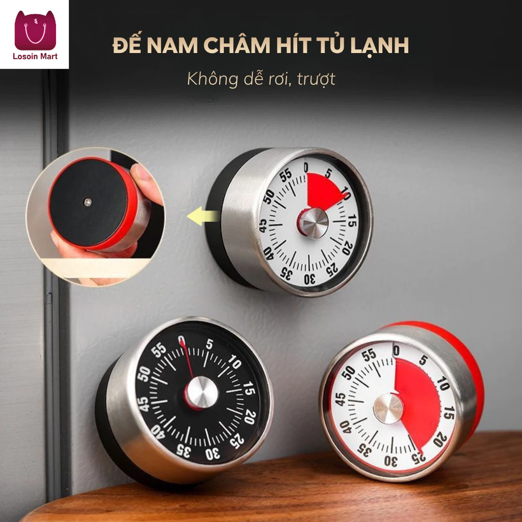 Đồng hồ bấm giờ từ tính, đồng hồ bấm giờ nấu ăn nhà bếp, quản lý thời gian, giới hạn thời gian 60 phút