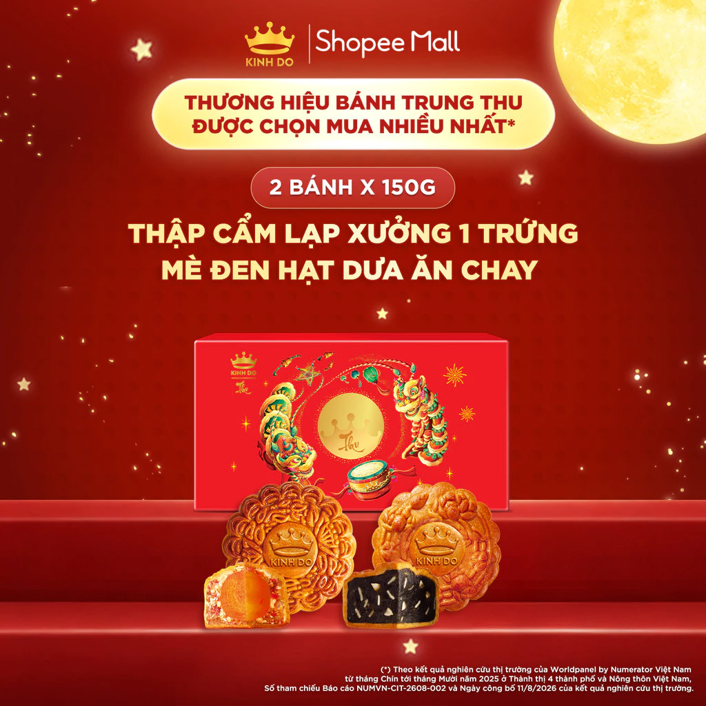 [HỎA TỐC]Hộp 2 bánh trung thu Kinh Đô "Bộ Đôi Bánh Nướng" (2 bánh x 150g)
