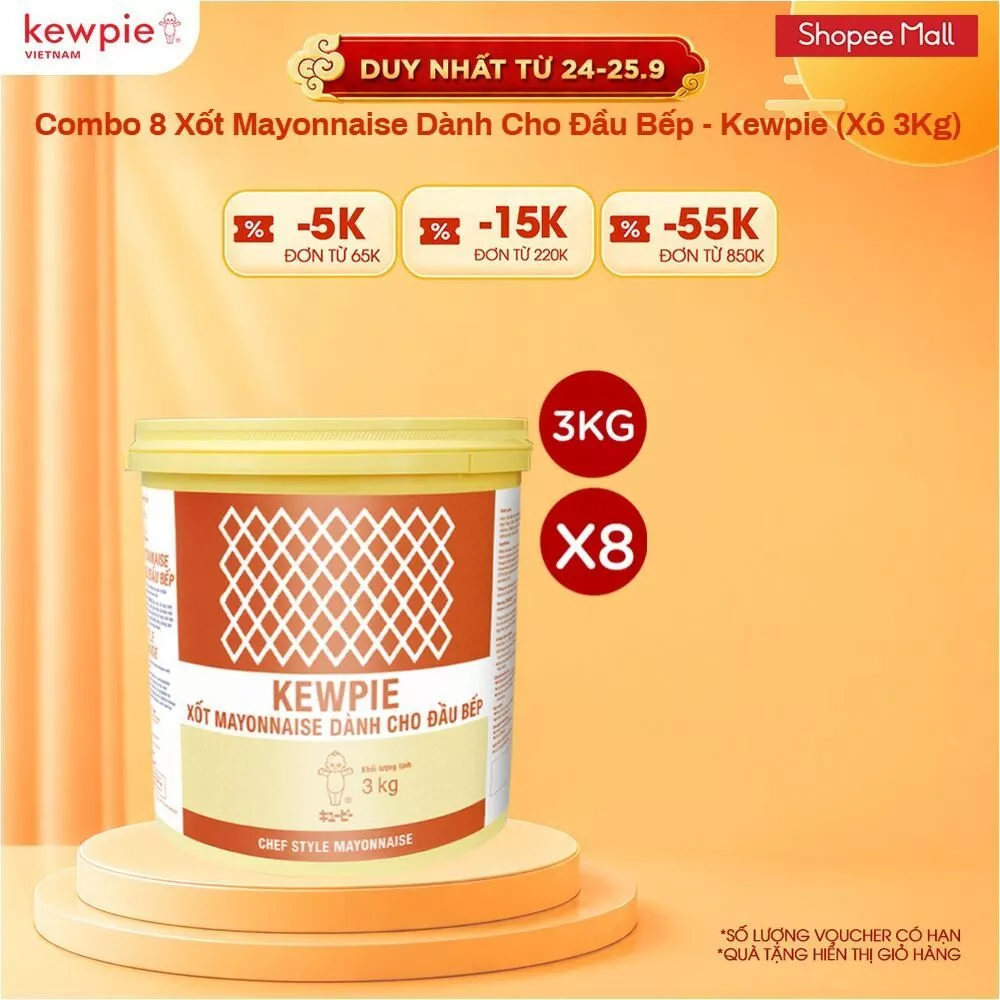 Combo 8 Xốt Mayonnaise Dành Cho Đầu Bếp - Kewpie (Xô 3Kg)