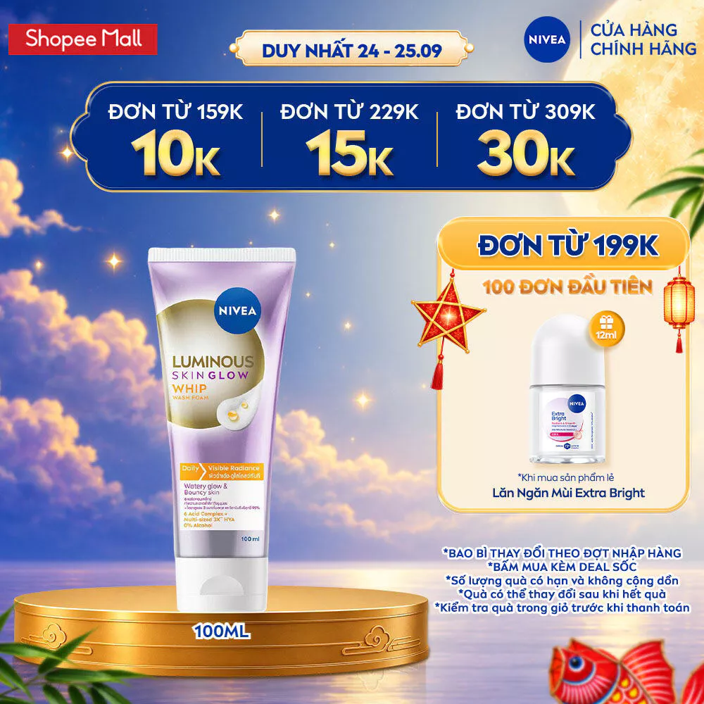 Sữa Rửa Mặt Kiềm Dầu NIVEA Luminous Skin Glow Bubble Wash Foam (100 ml) - 98764