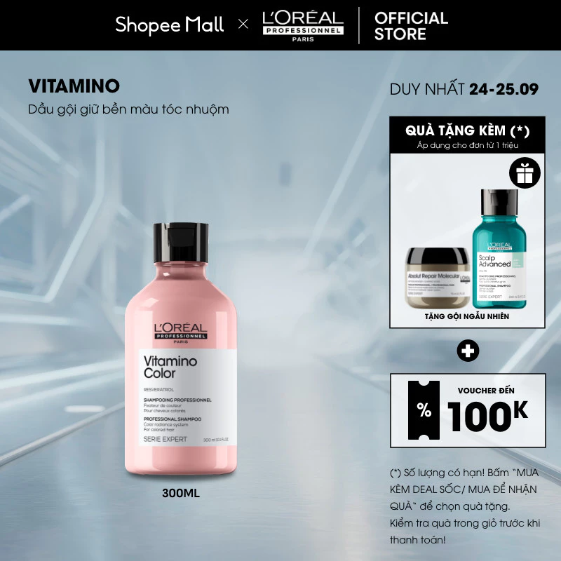 Dầu gội giữ màu tóc nhuộm & dưỡng tóc mềm mượt Vitamino Color 300ml