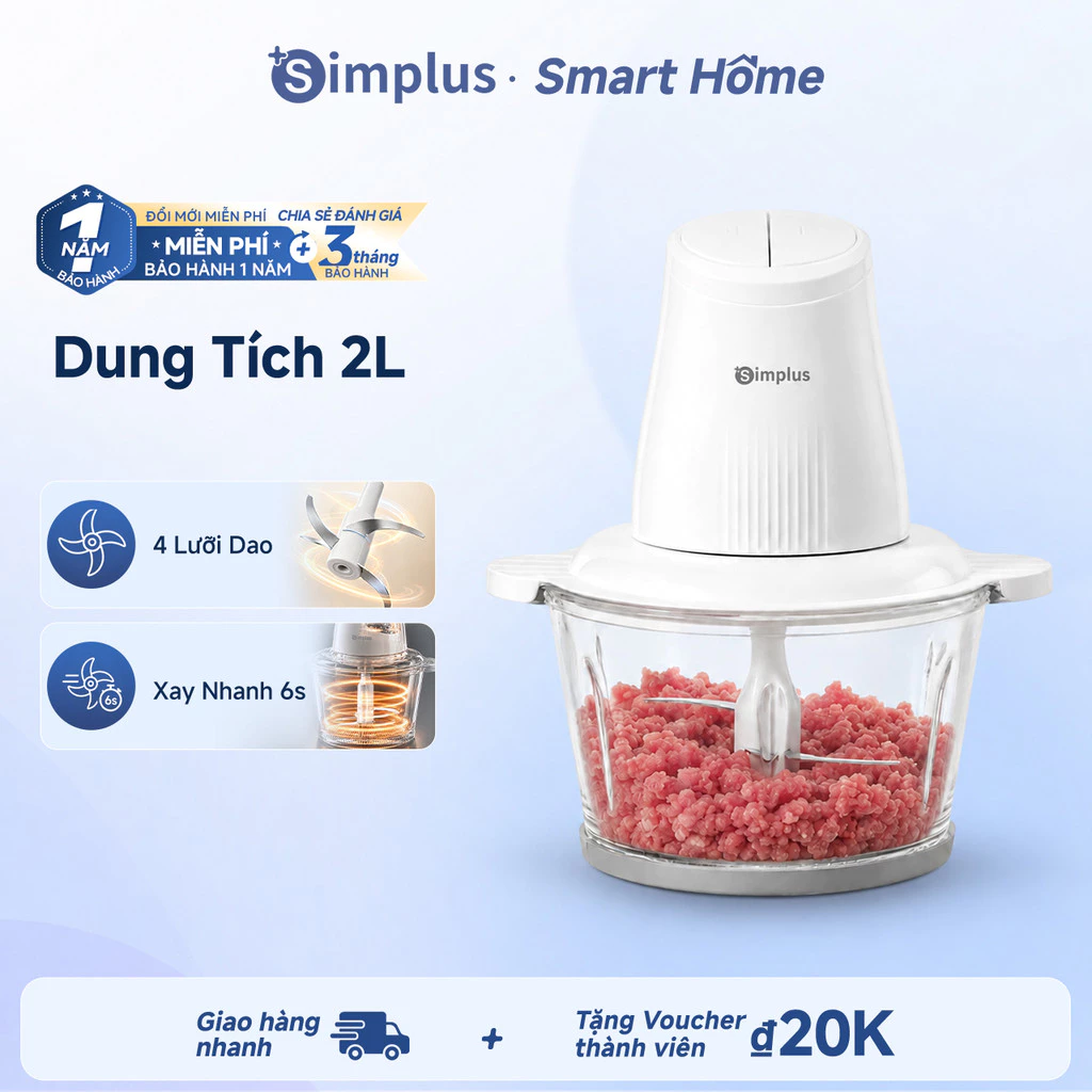 Simplus Máy xay thịt 2L Máy trộn thực phẩm DDJR004