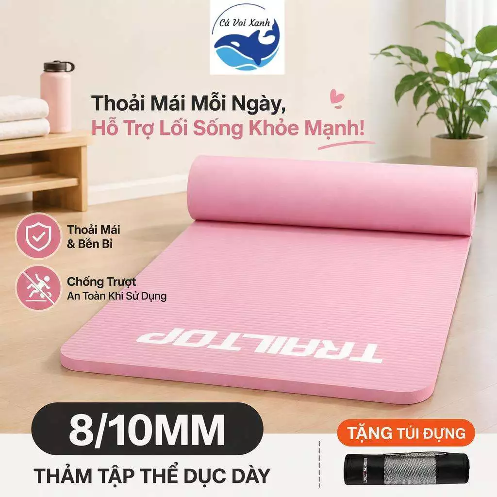 【COD】Thảm Yoga NBR 8-10mm Siêu Dày Chống Trượt Chống Rách Thảm Tập Gym Pilates Tập Thể Dục Tại Nhà