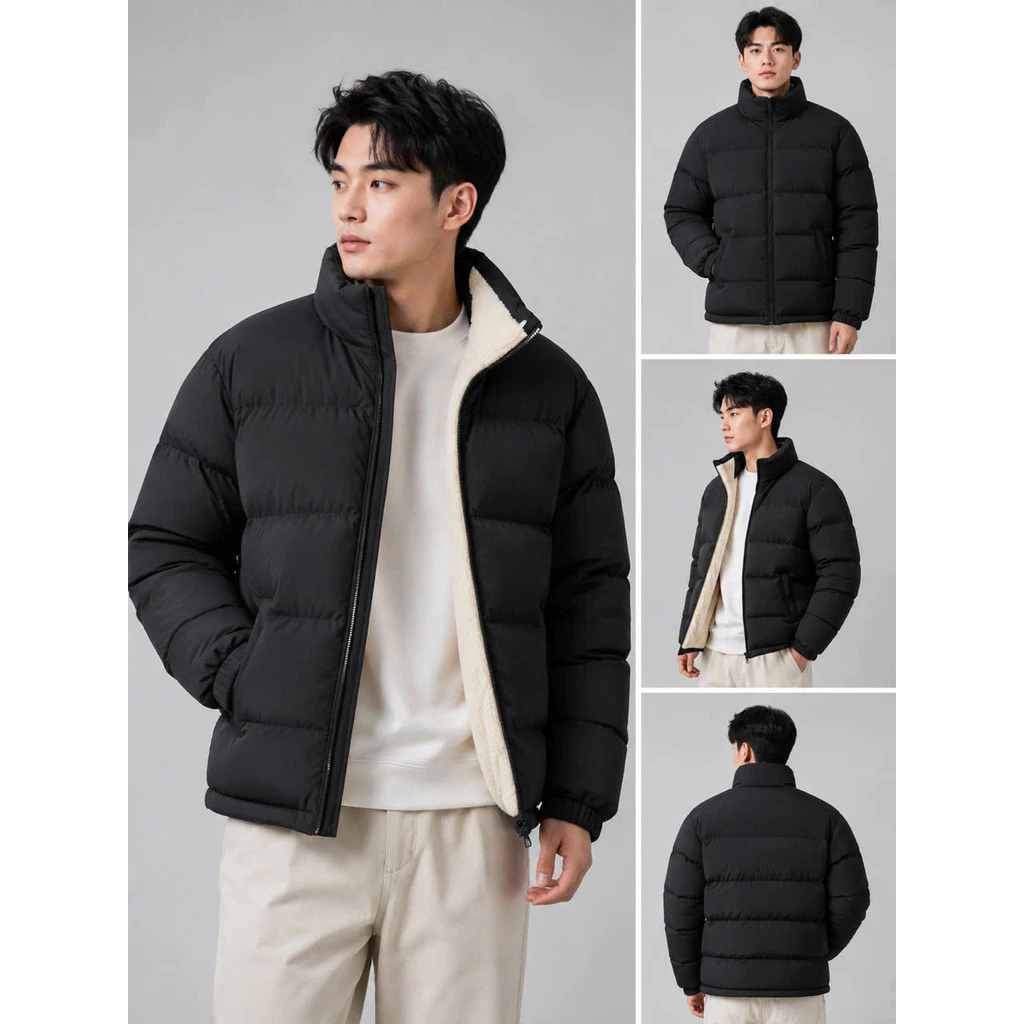 (HÀNG ĐẸP Áo Phao Nam Cổ Cao Lót Lông  Ấm áp  – Áo Khoác Nam Mùa Đông đủ size M - L -XL -XXL