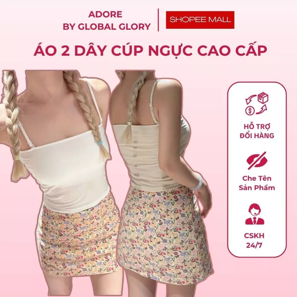[KOC] Áo 2 Dây Cúp Ngực Adore Có Sẵn Mút Freesize 40-65kg Chất Liệu Tencel Cao Cấp Ôm Sát Body Chính Hãng