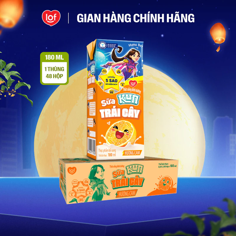 Sữa trái cây KUN vị cam thùng 48 hộp x 180ml