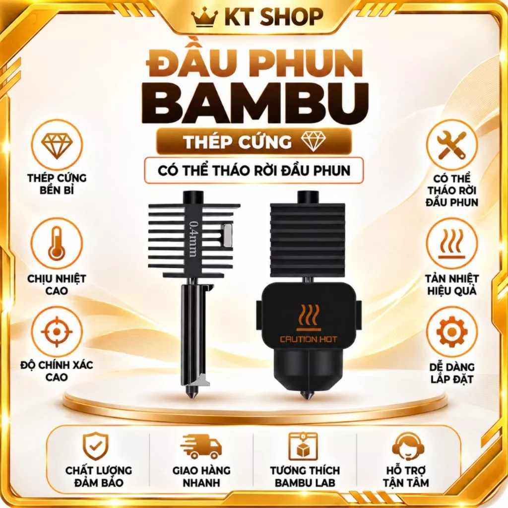 BỘ ĐẦU PHUN THÉP CỨNG CHO MÁY IN 3D BAMBU LAB A1, A1 MINI, A2L  - KT SHOP HCM
