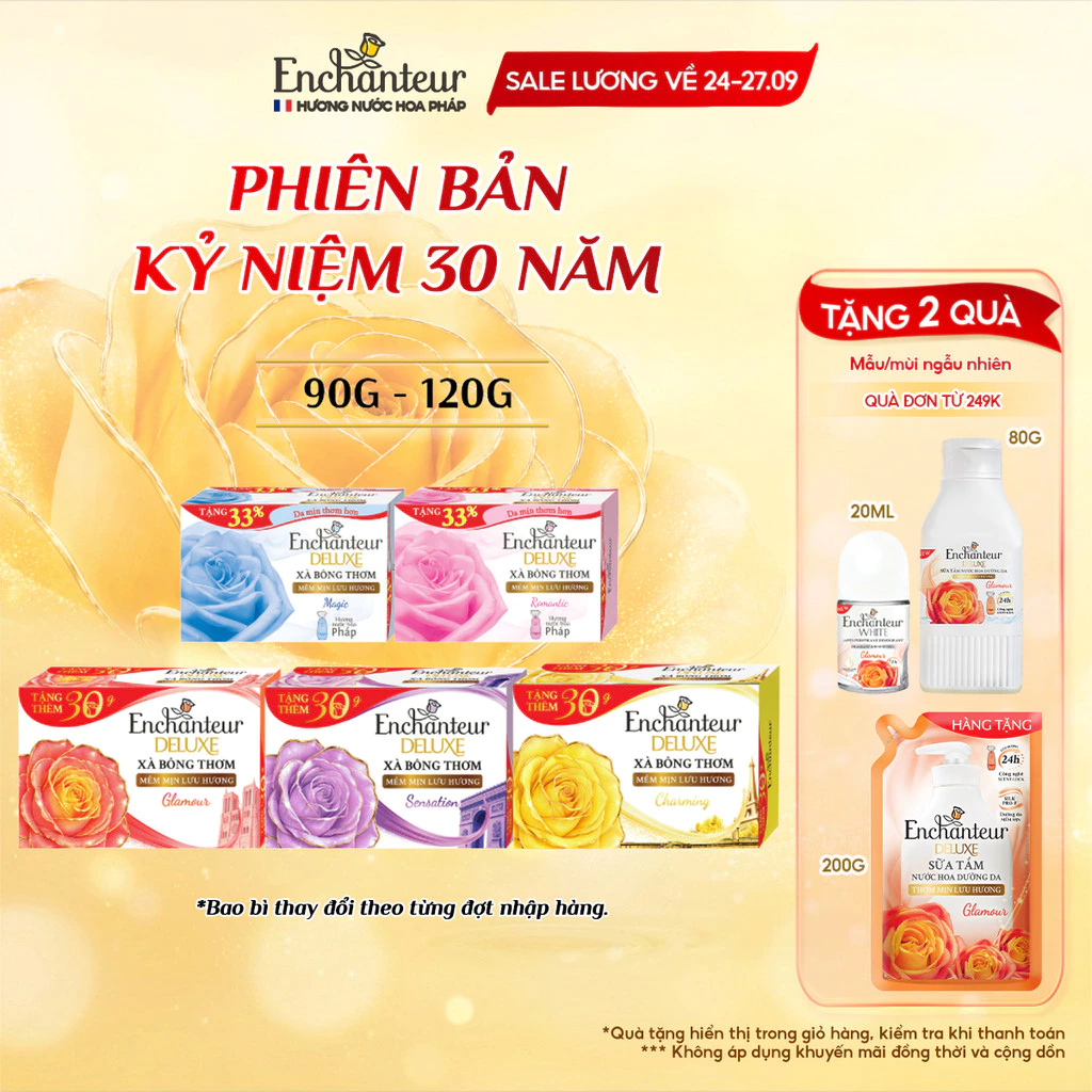 [KỶ NIỆM 30 NĂM] Xà Phòng Dưỡng Da Hương Nước Hoa Enchanteur Glamour/Sensation/Charming 120g