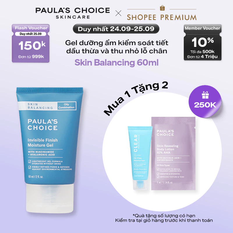 Kem dưỡng ẩm dạng gel kiểm soát dầu thừa Paula's Choice Skin Balancing Invisible Finish Moisture Gel 60ml 3400