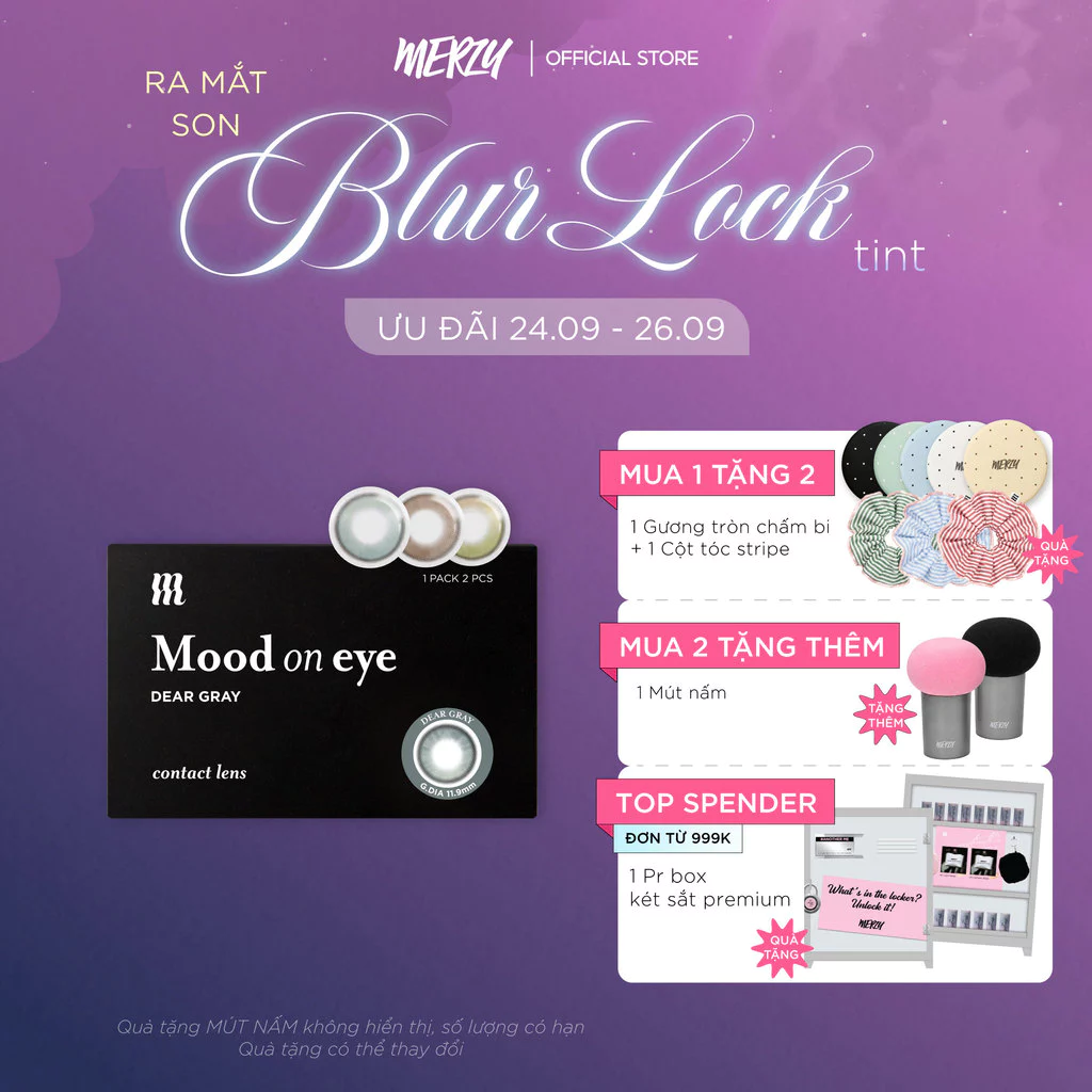 Kính Áp Tròng, Lens Mắt Màu Tự Nhiên, Cao Cấp Hàn Quốc Merzy Mood On Eye Contact Lens