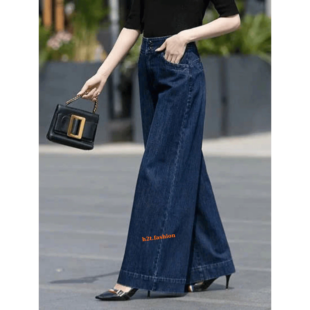 Quần jean bò dài vai demin nữ ống xuông lưng cao phong cách trẻ trung WJeans010