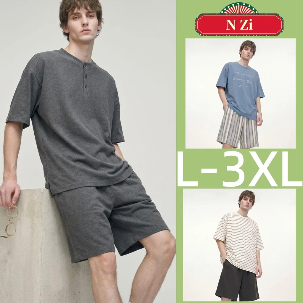 Bộ Đồ Ngủ Nam Cotton Nguyên Chất Bộ Đồ Ngủ Mùa Hè Phiên Bản Hàn Quốc Tay Ngắn Đồ Ngủ Người Đàn Ông Rời Trơn Mặc Nhà Mặc Ban Đêm