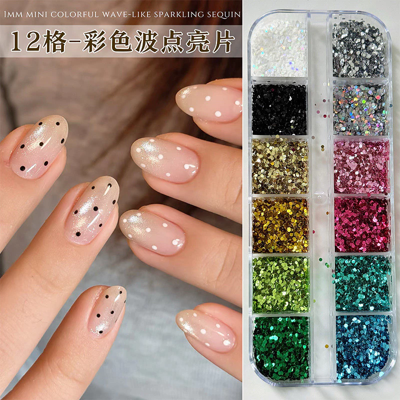 Set nhũ chấm bi mini khay 12 màu