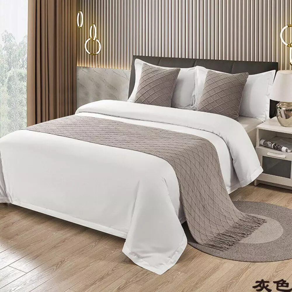 Khăn trải giường & khăn trải giường tua rua hiện đại, Khăn trải giường trang trí cho chân giường, Khăn trải giường bảo vệ giường cho giường đôi Queen King, Trang trí phòng ngủ khách sạn tại nhà