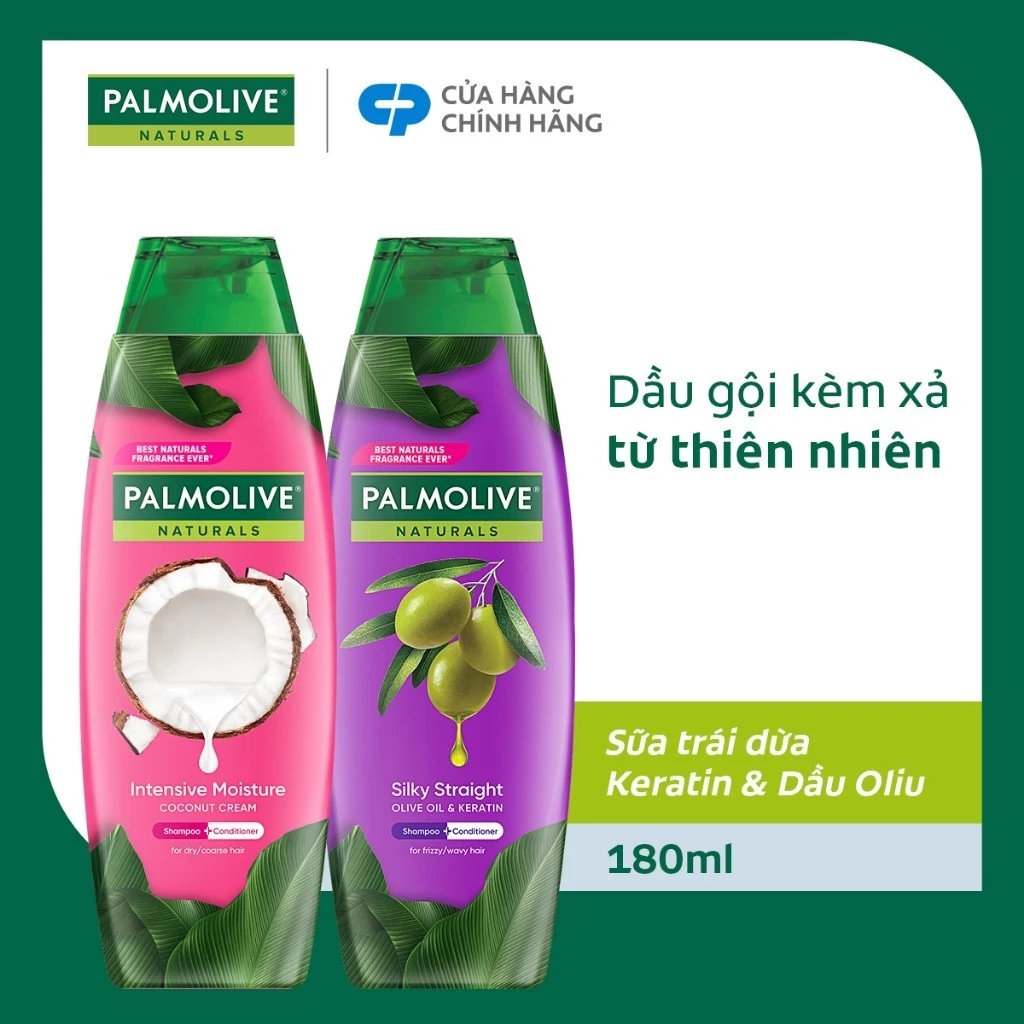 Bộ 2 Dầu gội và dầu xả Palmolive 2-trong-1 chiết xuất thiên nhiên 180ml