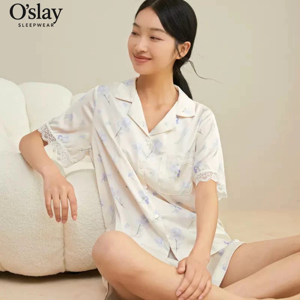 Bộ Pijama Cộc Tay Nam Nữ Trung Niên - Đồ Mặc Nhà Vải Kate Thoáng Mát Dễ Chịu B71882