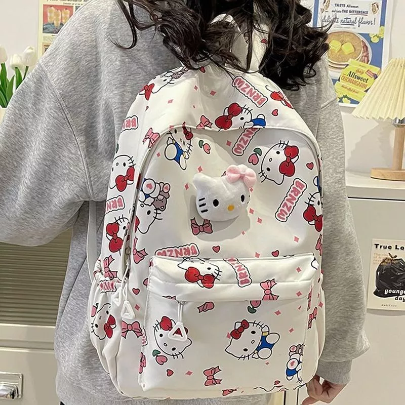 Balo cho bé gái lớp1 2 3 nhiều ngăn cấp 1 Thời trang Hàn Quốc Hello Kitty cute đi học tiểu học