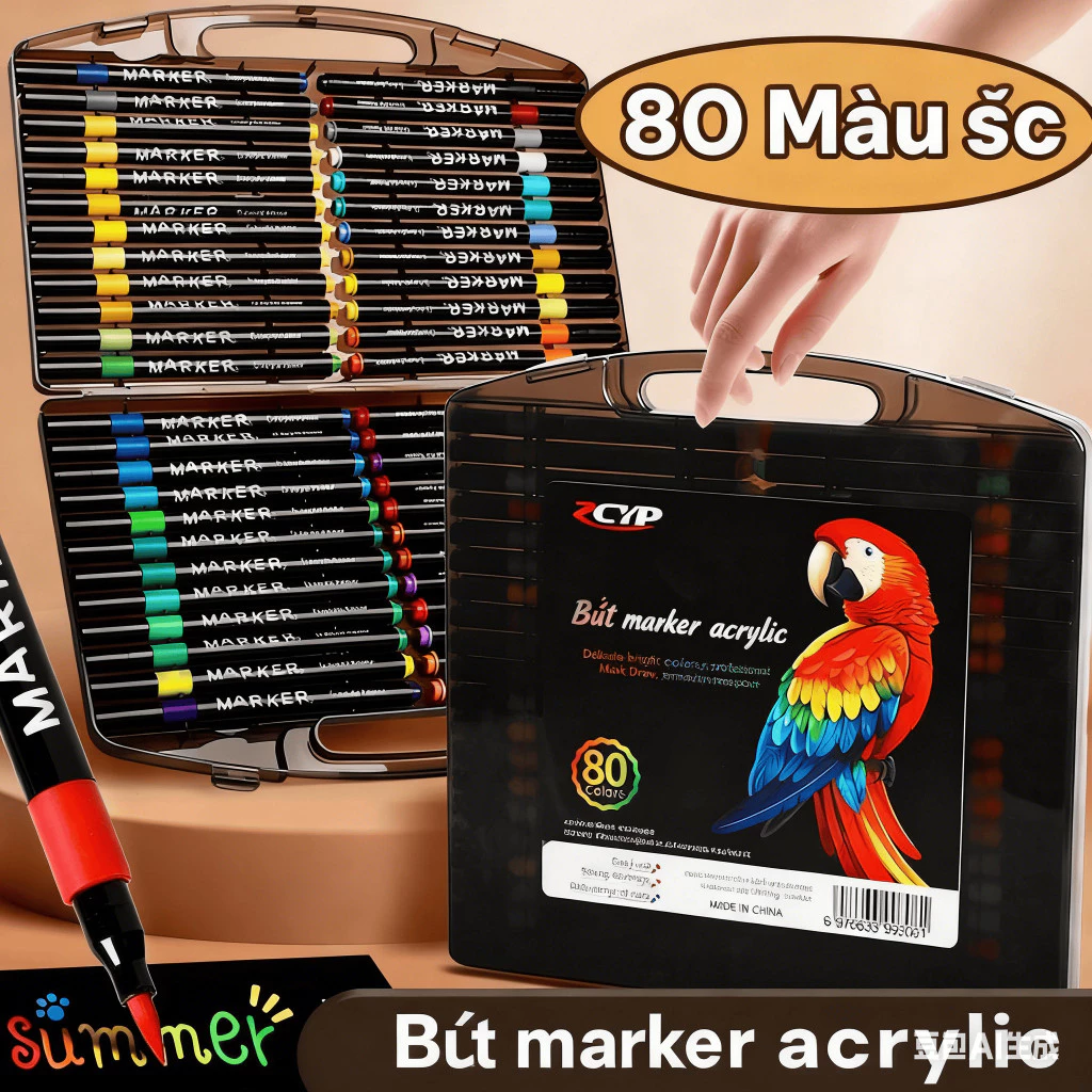 Bộ bút dạ acrylic đầu mềm, không độc hại, có thể giặt được, dùng cho đồ thủ công và dụng cụ vẽ tranh